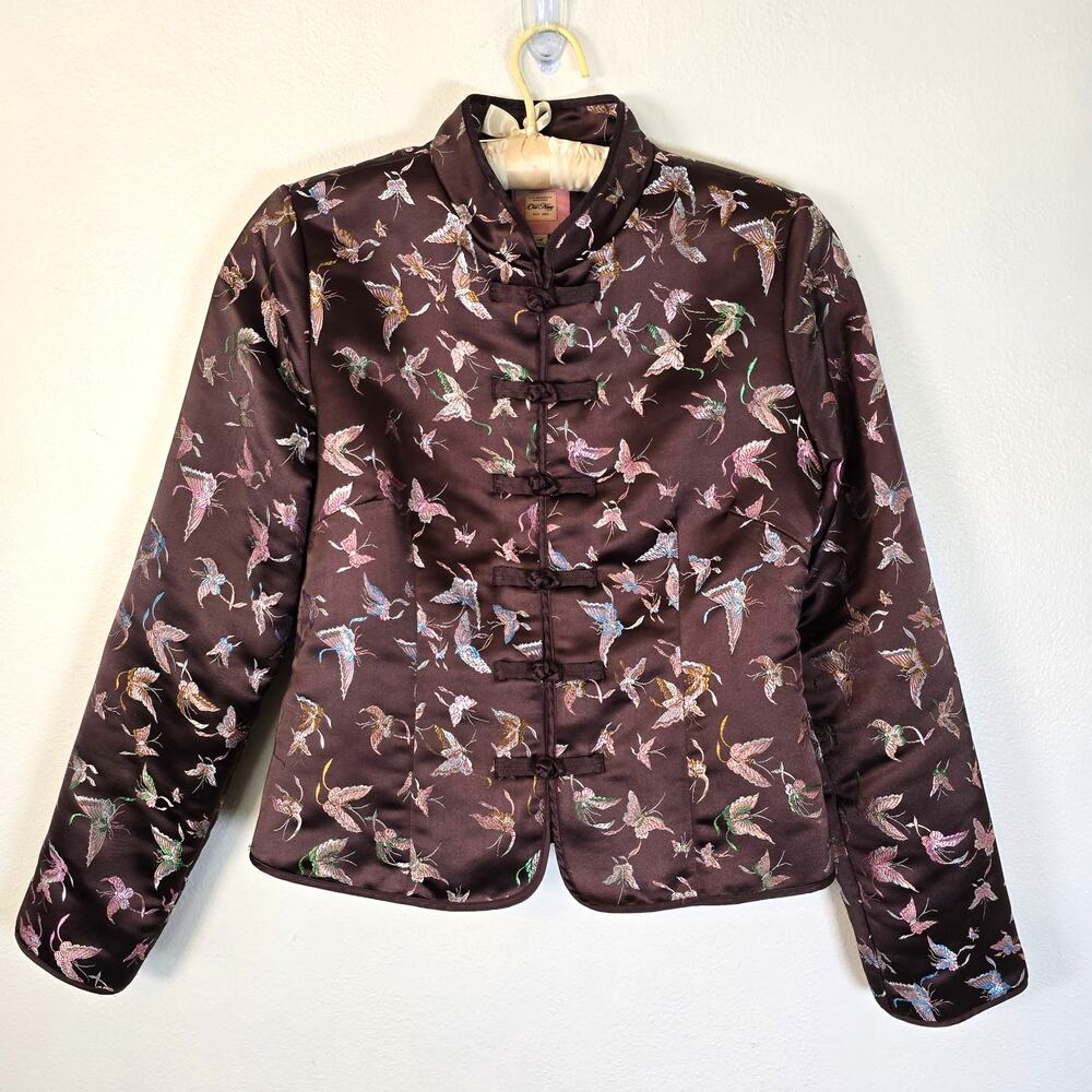 Vintage Y2K Old Navy Chocolate Brown Satin Blazer Women's M Butterfly Fairycore